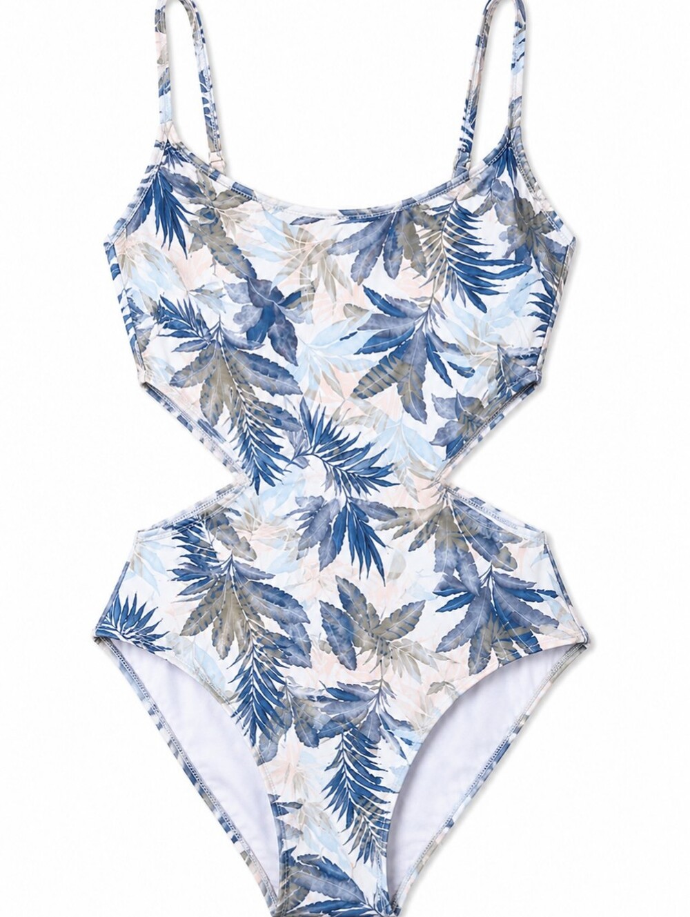 Old Navy Blue and Cream Tropical Leaf One-Piece Swimsuit Sz 2X NEVER WORN!